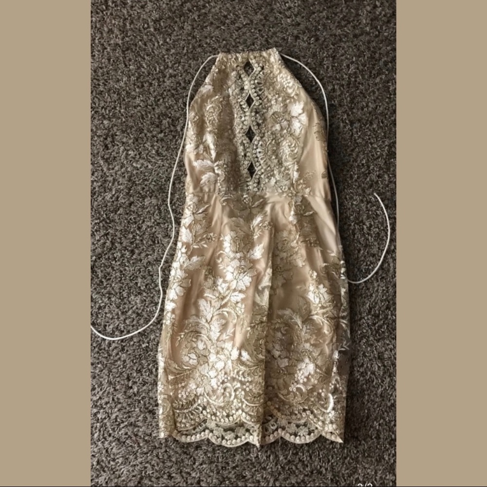 small gold homecoming dress